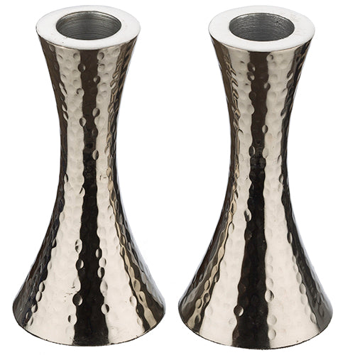 Hammered Aluminum Candlesticks 12 cm - Nickel