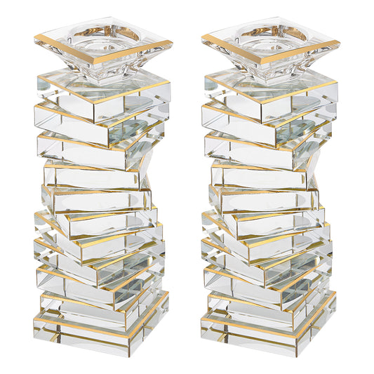 Pair of Crystal Candlesticks 19.5 cm
