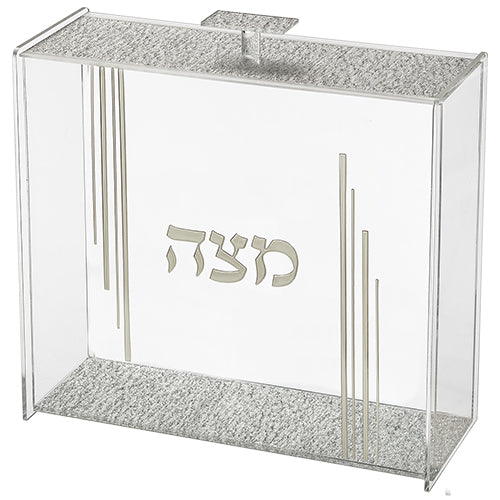 כלי למצה מאקריליק שקוף עם נצנצים 21×23 ס״מ פרספקס