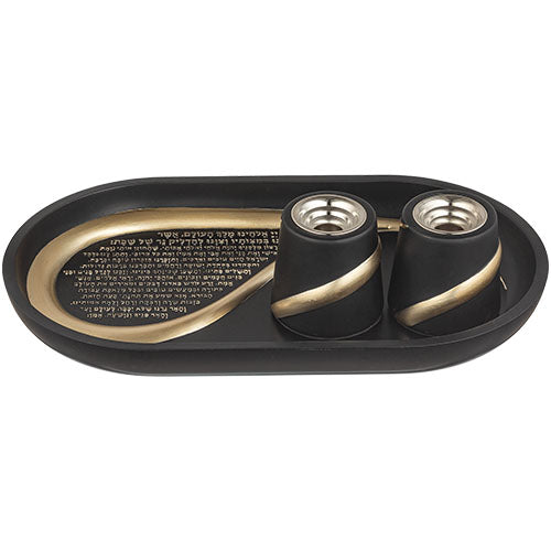 Polymer Set Candle Holders Tray and Pair of Candel Holders – Model UK81317