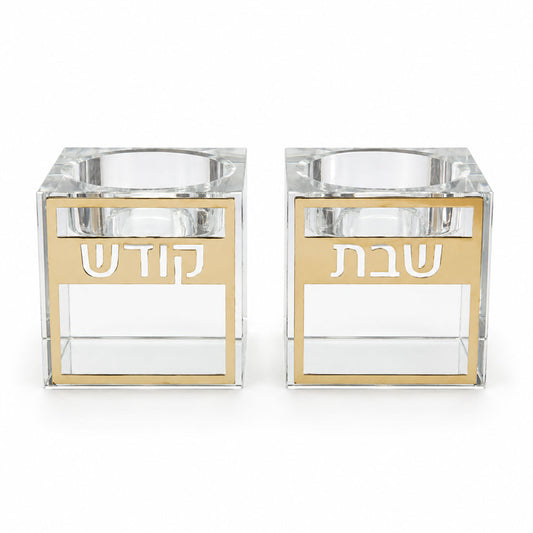 Crystal Candlesticks 8 cm with Metal Plaque – Model UK81816