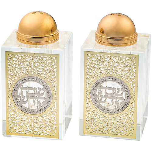זוג מלחיות קריסטל עם פלקטה "פיליגרין" 8×4 ס״מ קריסטל
