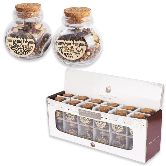 סטנד כלי בשמים זכוכית עם תערובת פרחים מעורב 24 יח זכוכית