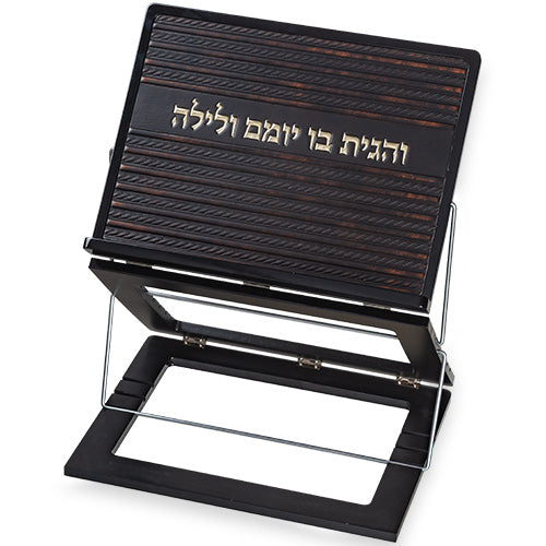 שטנדר עץ מהגוני 3 קומות עם פלקטה דמוי עור 35×32 ס״מ עץ,דמוי עור