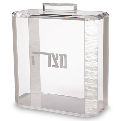 כלי למצה מהודר מאקריליק כיתוב לבן מט 22×26 ס״מ פרספקס לבן