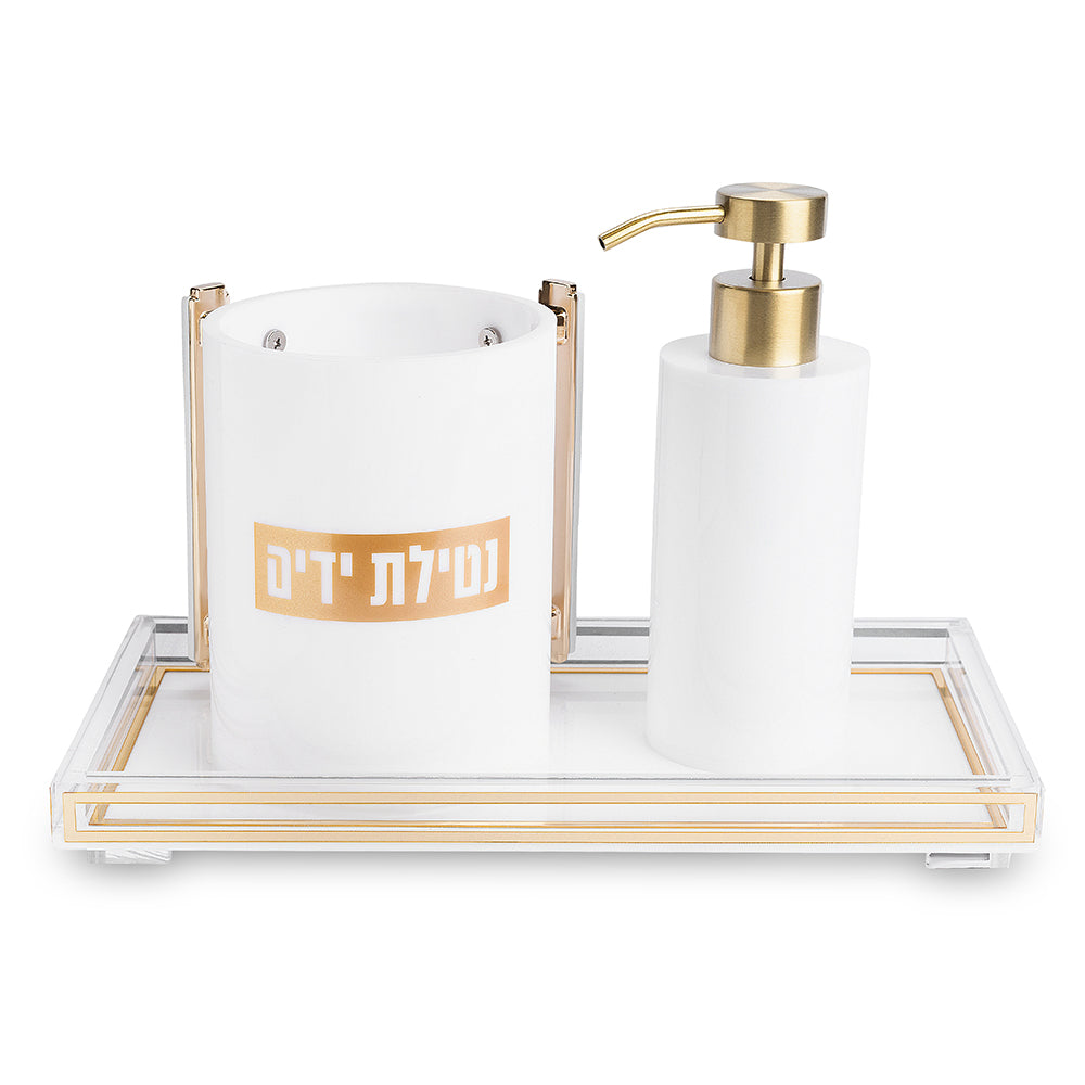 סט סבונייה עם נטלה אקריליק מהודר כולל מגש פרספקס