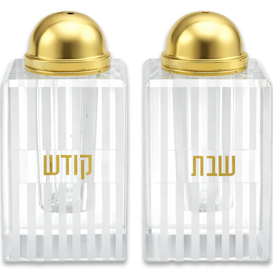 זוג מלחיות קריסטל זהב 7 ס״מ קריסטל טבעי
