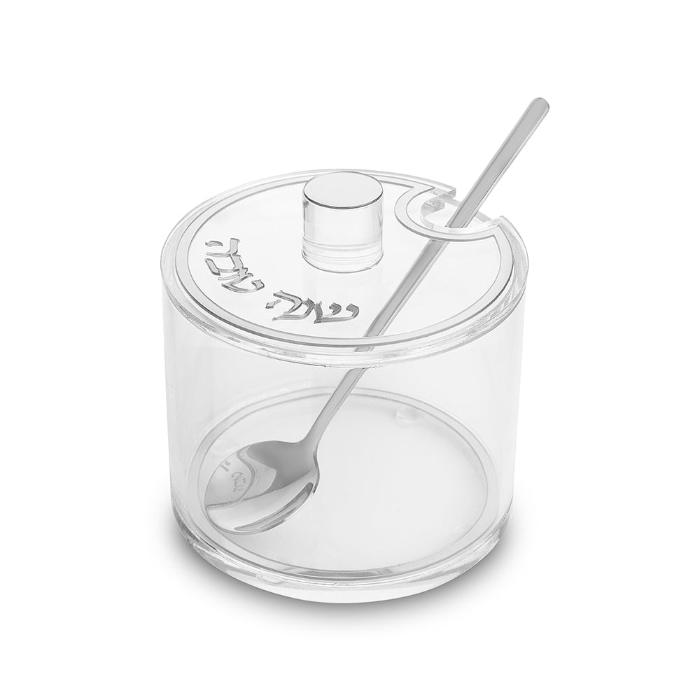 כלי לדבש אקריליק גימור כסף 9.5 ס״מ פרספקס שקוף,כסף