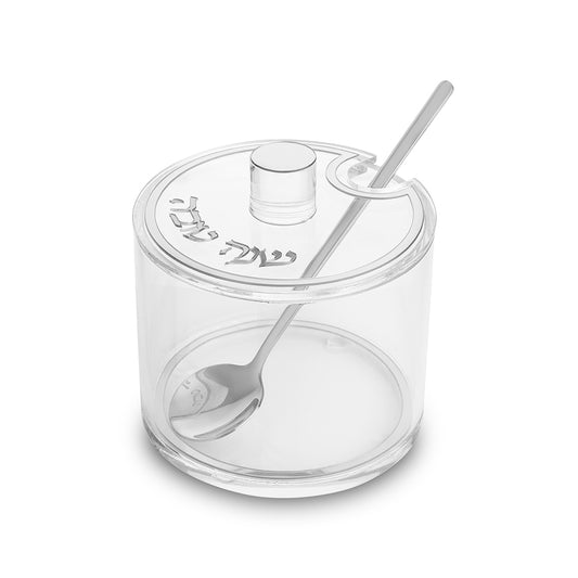 כלי לדבש אקריליק גימור כסף 9.5 ס״מ פרספקס שקוף,כסף