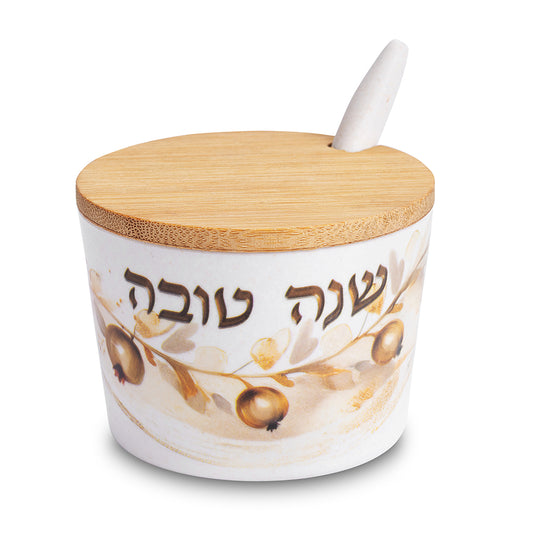 Bamboo Honey Dish Shana Tovah- 6.5 cm – Model UK83544