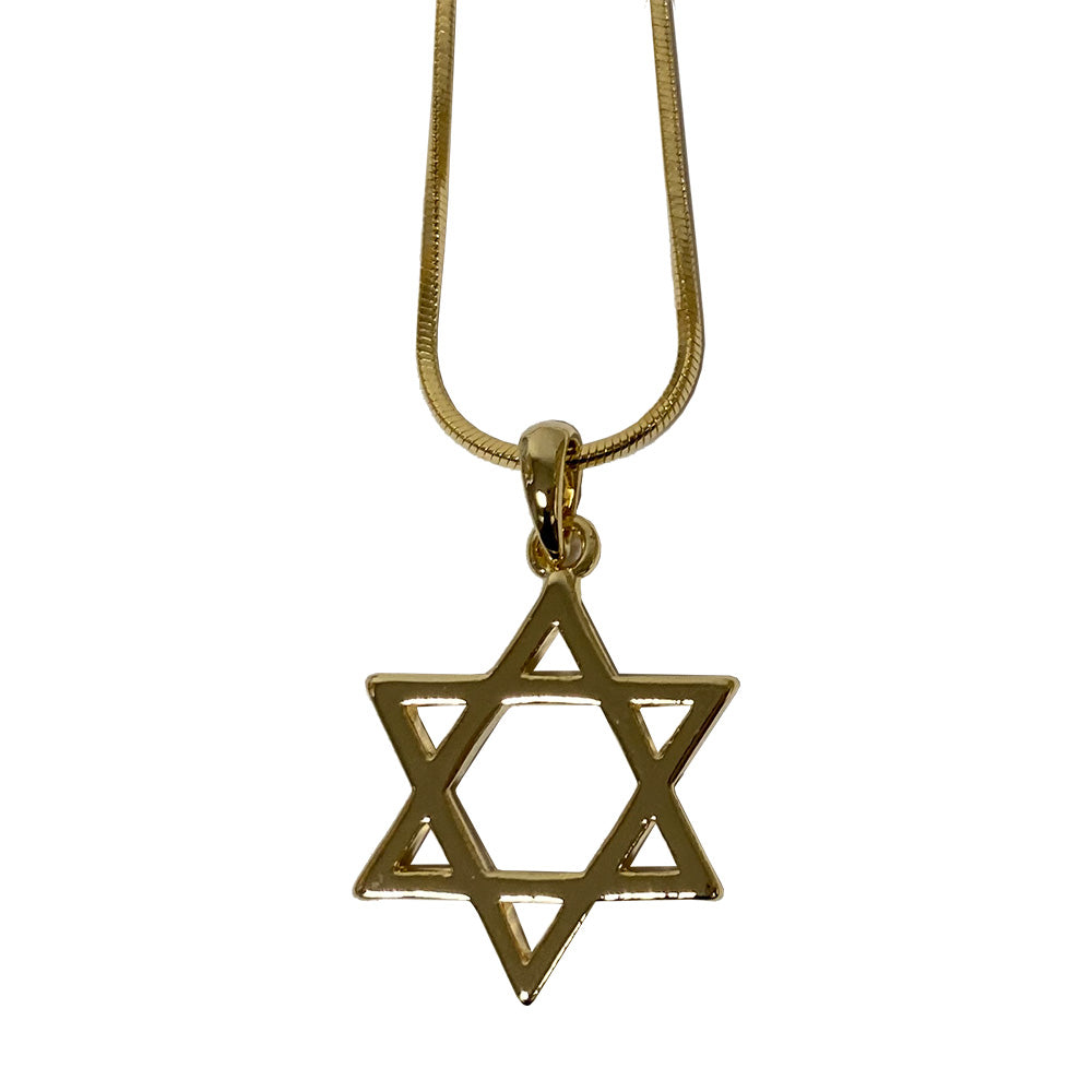 שרשרת רודיום 45 ס״מ מגן דוד מוזהב גדול 2 ס״מ (5 באריזה) ציפוי רודיום זהב