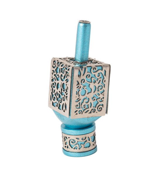 Small Dreidel + Metal Cutout - Pomegranates - Turquoise