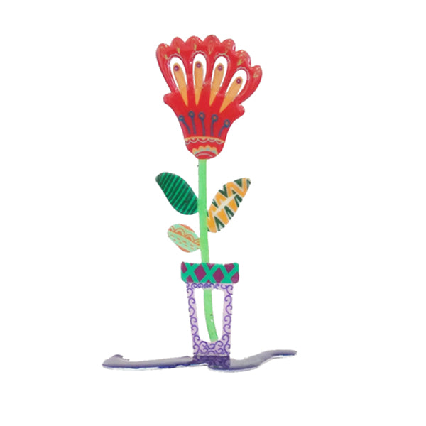 מעמד מתכת קטן - מצויר - פרח בורדו