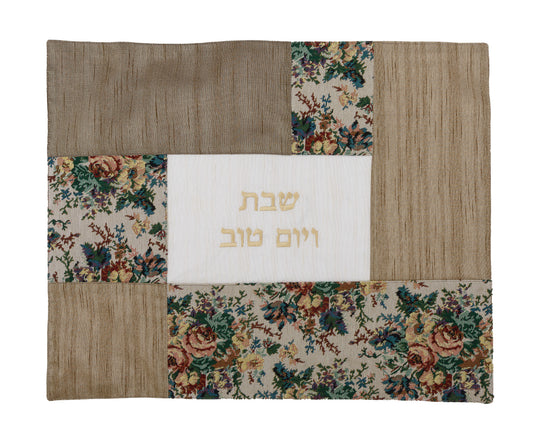 Challah Cover - Fabric Collage- Tapestry Flowers