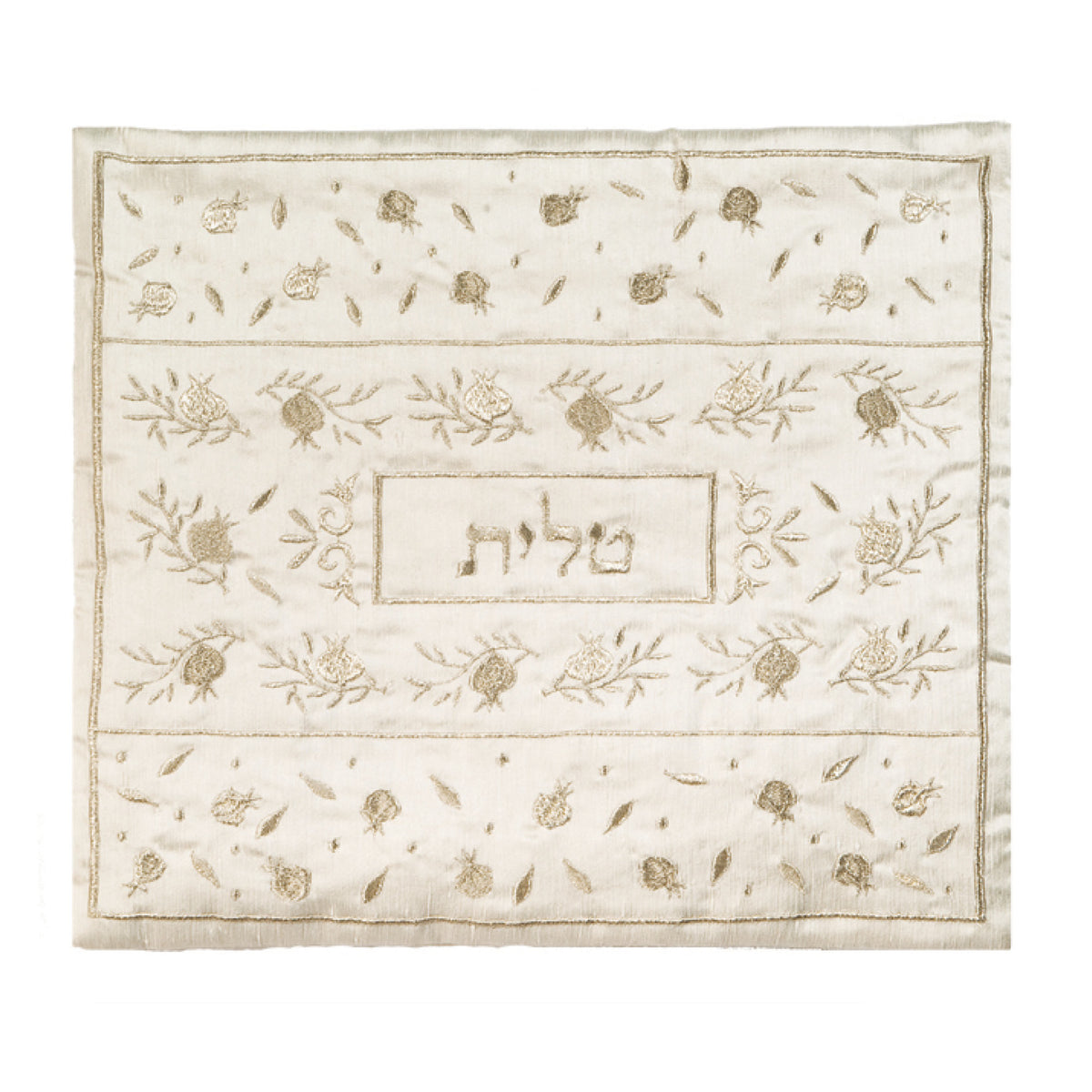 תיק טלית - רקמת מכונה - רימונים מפוזר כסף
