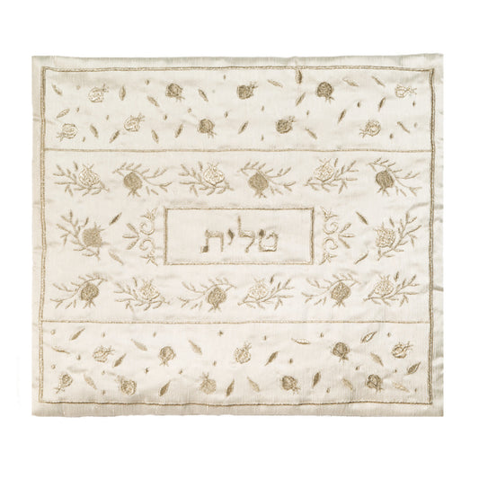 תיק טלית - רקמת מכונה - רימונים מפוזר כסף