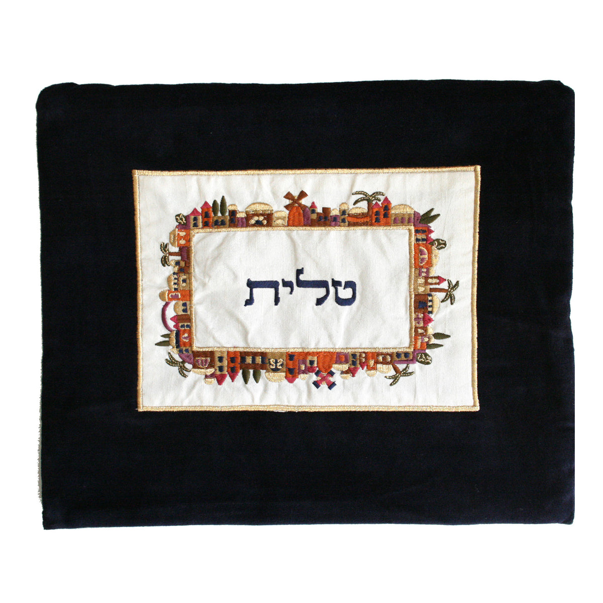 תיק טלית - קטיפה + אפליקציה - ירושלים - צבעוני