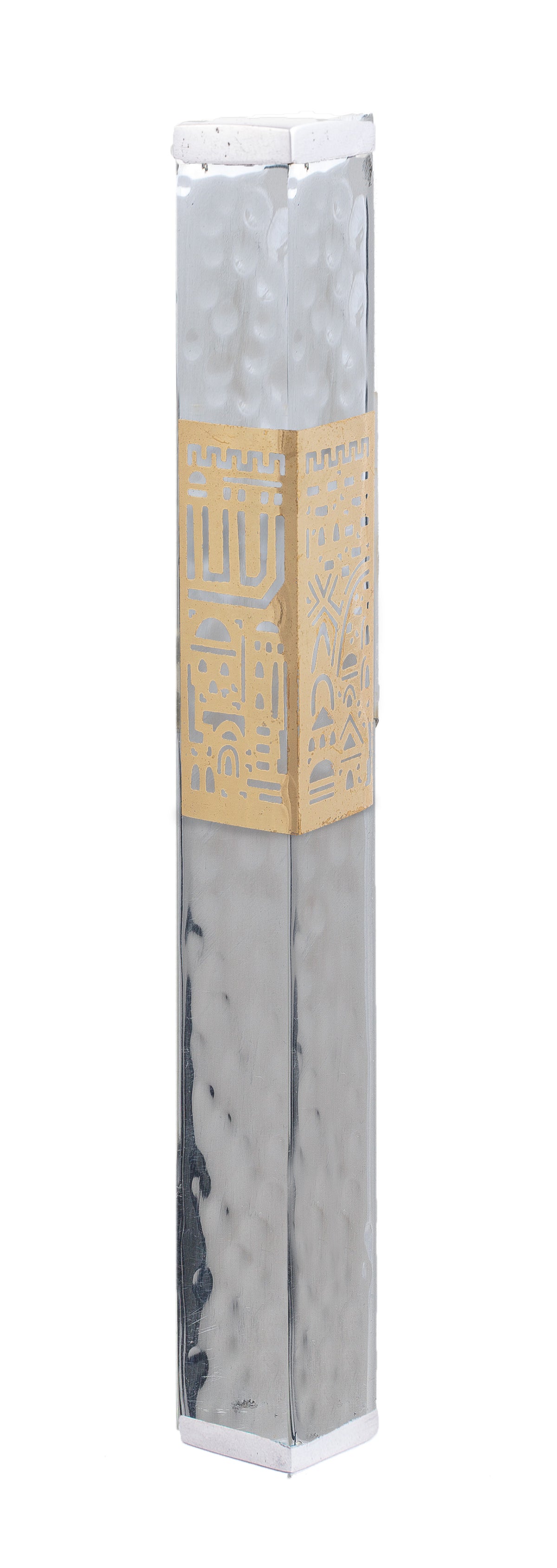 Mezuzah + Metal Cutout Jerusalem 12cm - Hammer Work