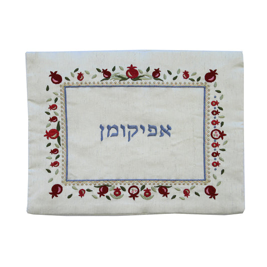 כיסוי אפיקומן - רקמה תואם למגש - רימונים