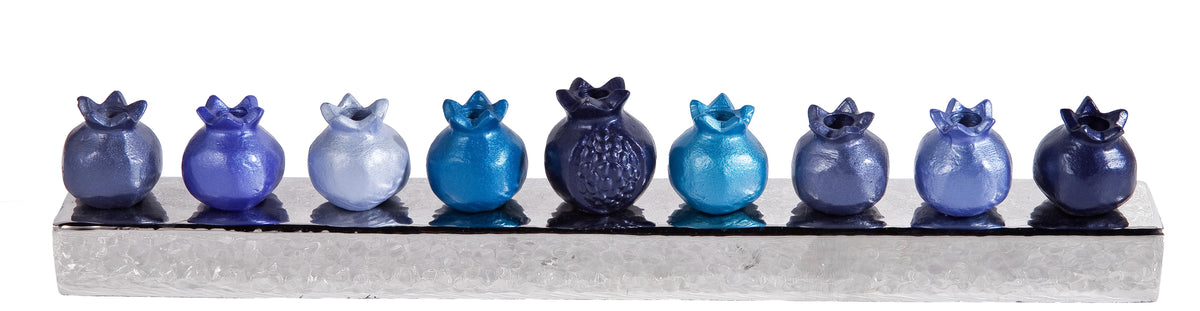 Hanukkah Menorah - Pomegranates - Blue