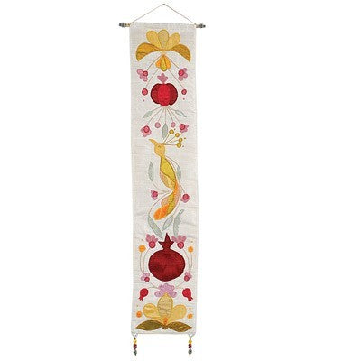 מתלה לקיר ארוך - ציפור + רימונים - זהב