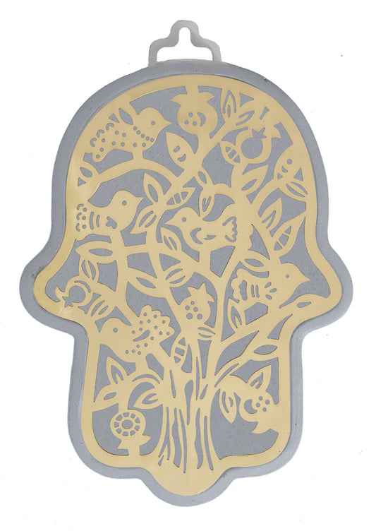 Large Silver Hamsa + Metal Cutout Brass - Tree