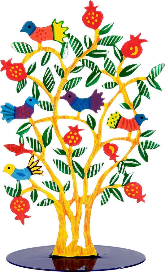 Metal Laser Cut Stand - Hand Painted - Yellow Tree