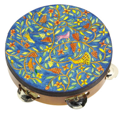 Tambourine - Hand Painted on Genuine Leather - Oriental