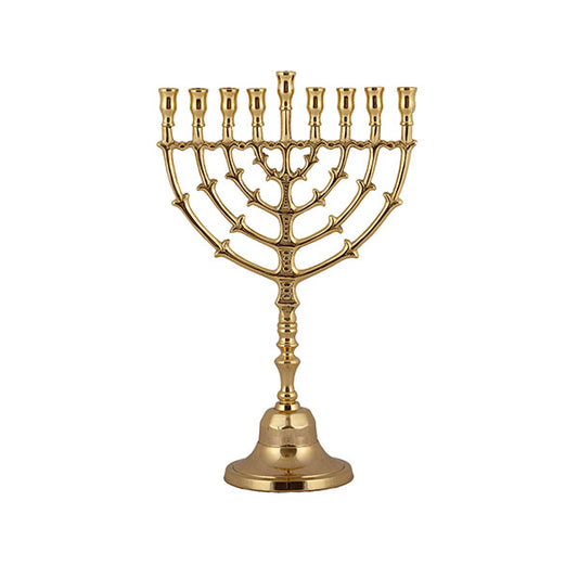 חנוכיה נחושת - 30 ס״מ עלים