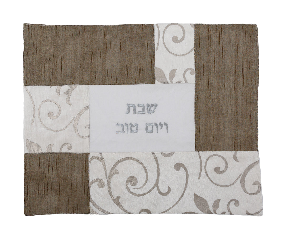 כיסוי חלה - קולאז' בדים - כסוף