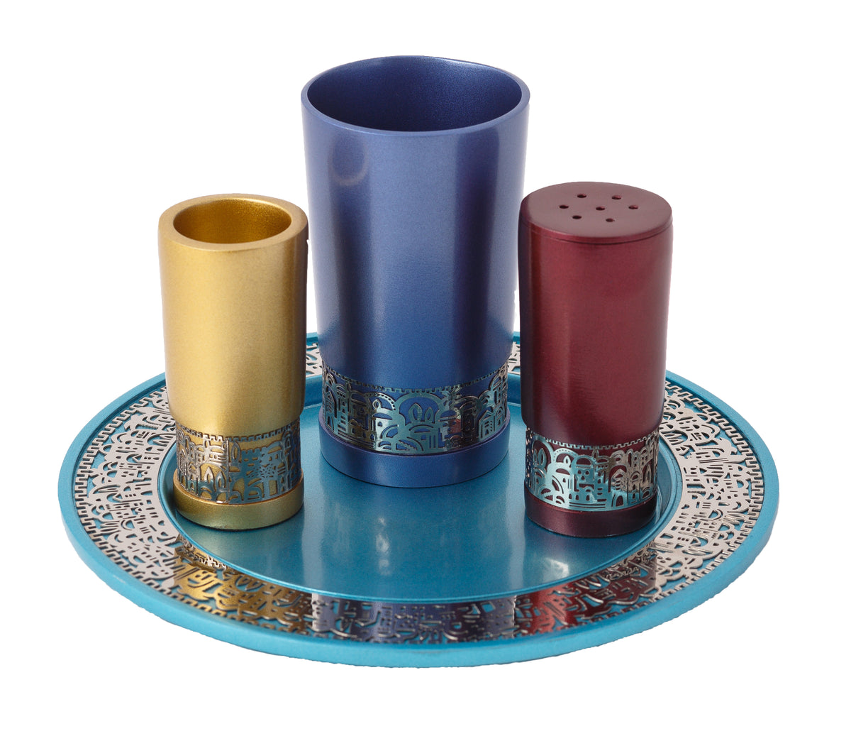 Havdallah Set + Metal Cutout Jerusalem - Multicolor
