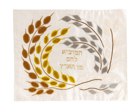 כיסוי חלה אפליקציה - שיבולים עגול- זהב