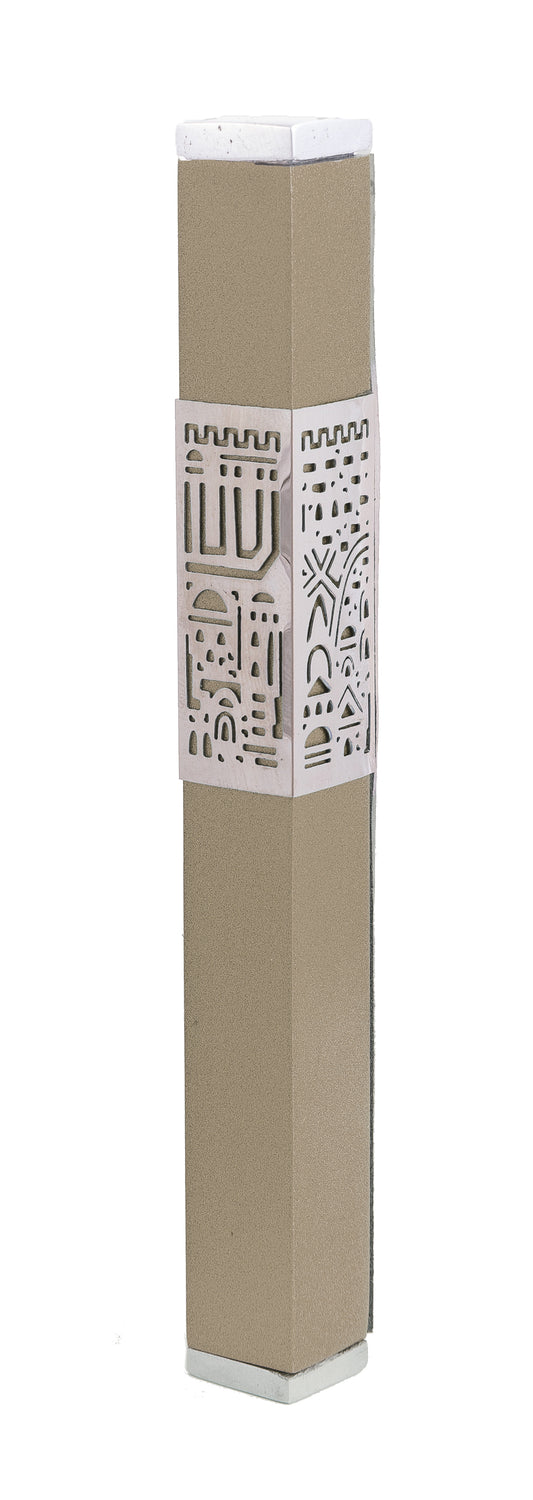 מזוזה + עיטור ירושלים 12 ס״מ חום
