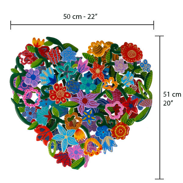 מגזרת מתכת כפולה - לב - ענק 51×50 ס״מ - פרחים