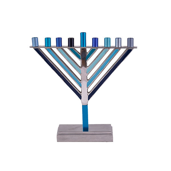 Samll Hanukkah Menorah - Chabad - Blue