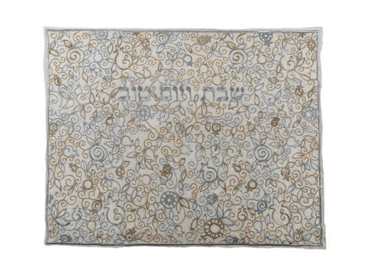 כיסוי חלה - רקמה מלאה - כסף + זהב