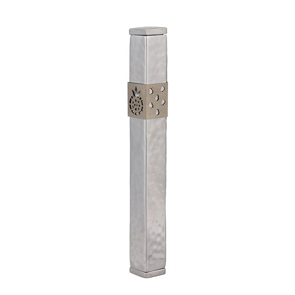 Pomegranate Mezuzah with Shin, 12 cm - Stainless Steel