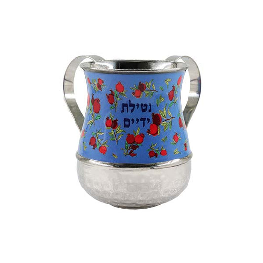 נטלה מתכת + דוגמא - רימונים עם רקע כחול