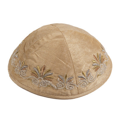 Kippah - Embroidered - Wave - Brown