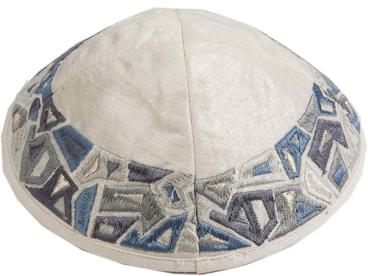 Kippah - Embroidered - Geometry Gray