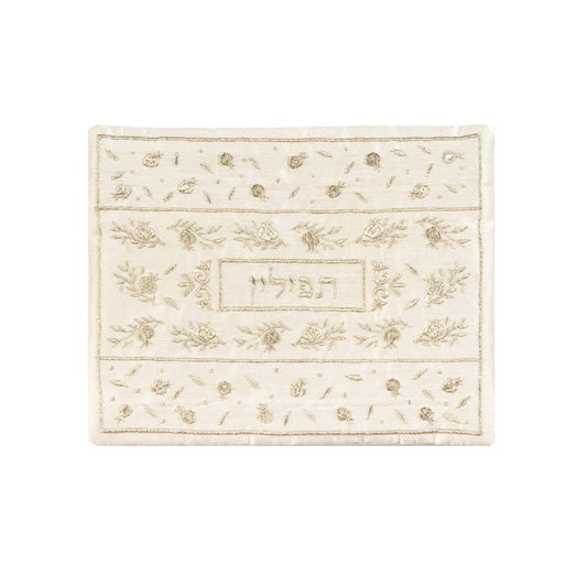 תיק תפילין - רקמת מכונה - רימונים מפוזר - כסף