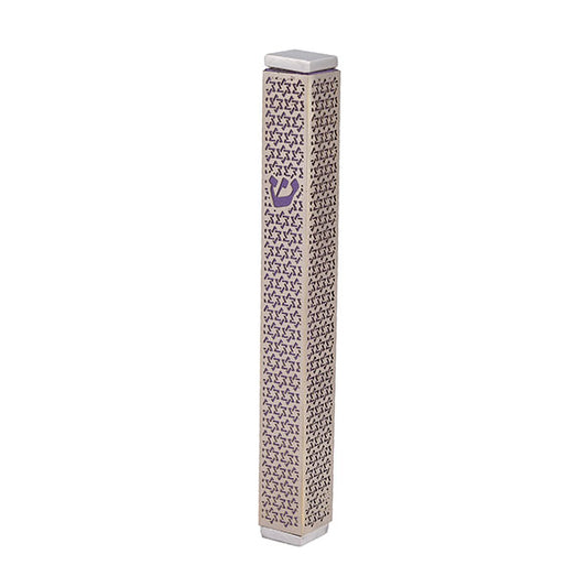 Mezuzah + Full Metal Cutout - Magen David - Purple