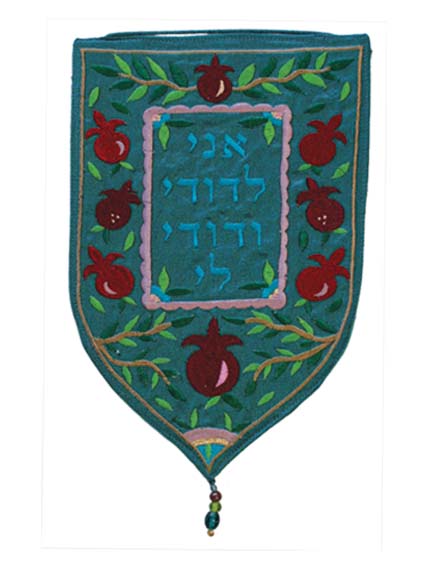 מתלה לקיר צורה מיוחדת - גדול "אני לדודי" כחול