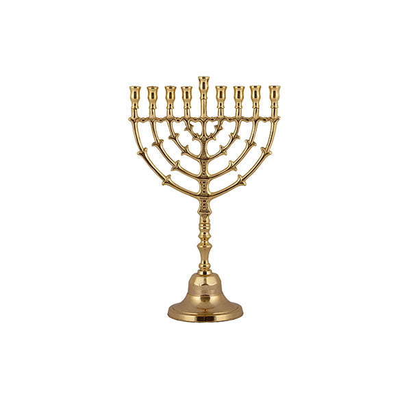 חנוכיה נחושת קלאסית - 22 ס״מ - עלים