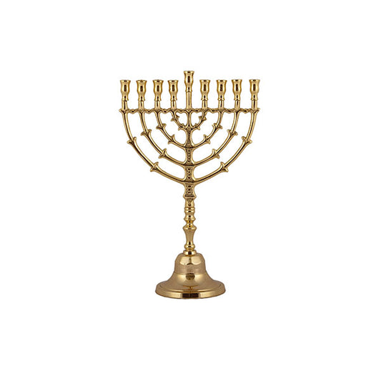 Classic Hanukkah Menorah - Bronze - Leaves
