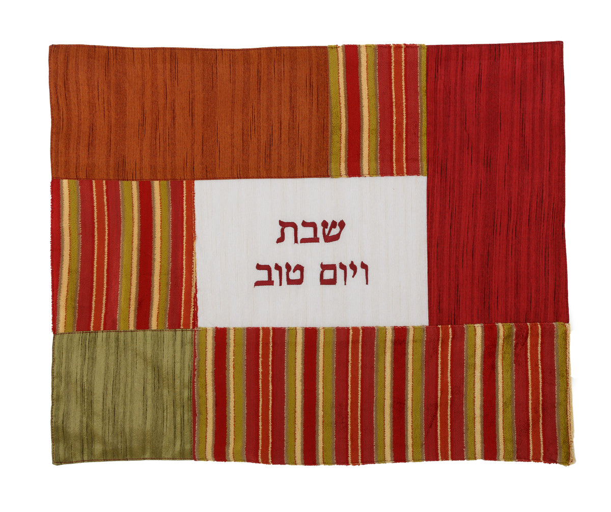 כיסוי חלה - קולאז' בדים - פסים צבעוניים