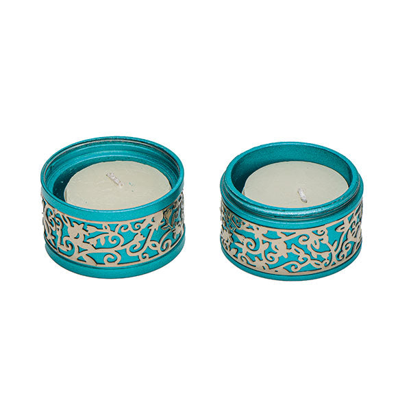 Travel Candlesticks + Metal Cutout Turquoise
