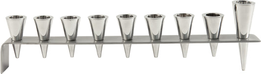 Hanukkah Menorah - Metal Strip + Cone - Natural