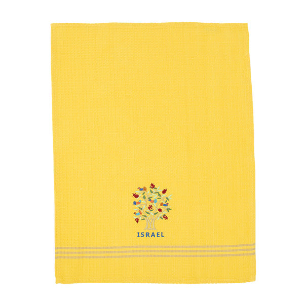 מגבת מטבח + רקמה 60×45 ס״מ עץ + ISRAEL - צהוב