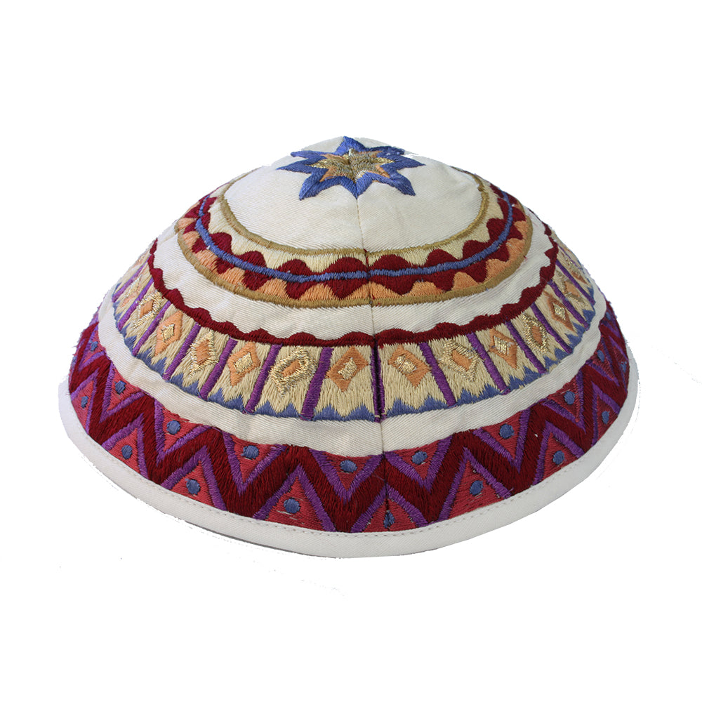 כיפה רקמה - מופשט צבעוני